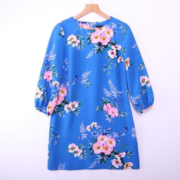 ANN TAYLOR Blue Floral Dress - Picture 1 of 7